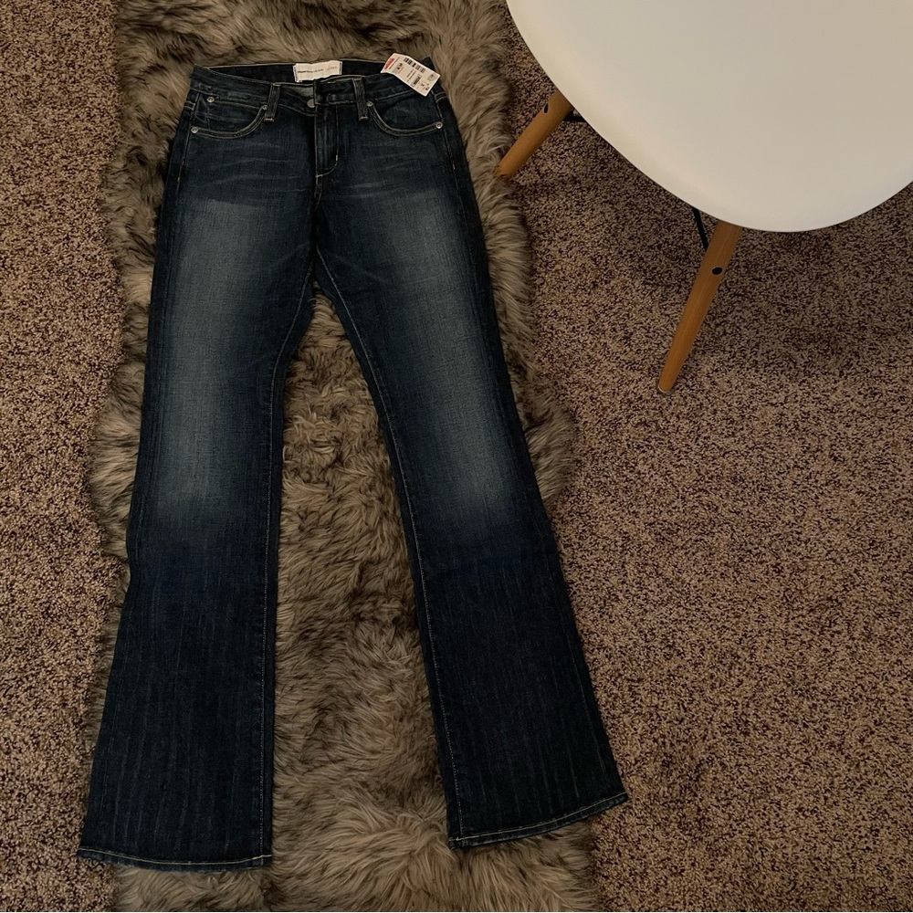 *NEW* premium Jeans Flair Boot Cut Dark Denim with Yellow Stitches (size 25) Y2K